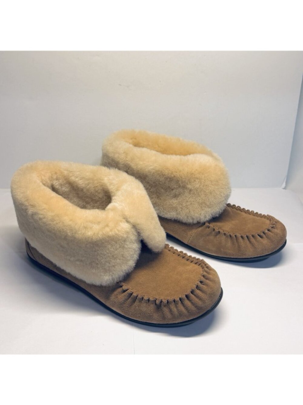 ABEO B.I.O. System Women's Whitby Tan Sheepskin Ankle Booties Sz 9 Slip-On - Picture 3 of 14
